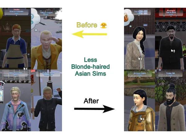Maxis Match Dark Hair for Asian Archetype Sims by Enkidu - The Sims 4 Custom Content