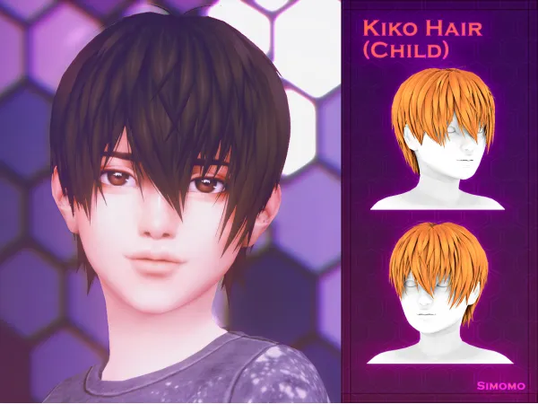 Maxis Match KIKO HAIR [CHILD CONVERSION] by simomo - The Sims 4 Custom Content