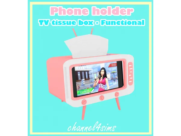 Maxis Match Phone holder TV tissue box Functional ver by channel4sims - The Sims 4 Custom Content
