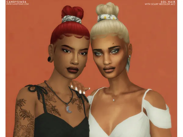 Maxis Match SOL HAIR With Scarf Recolor Acc - The Sims 4 Custom Content