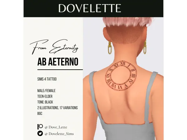 Mix Ab Aeterno Hands of Time Sims 4 Tattoo by Dovelette - The Sims 4 Custom Content
