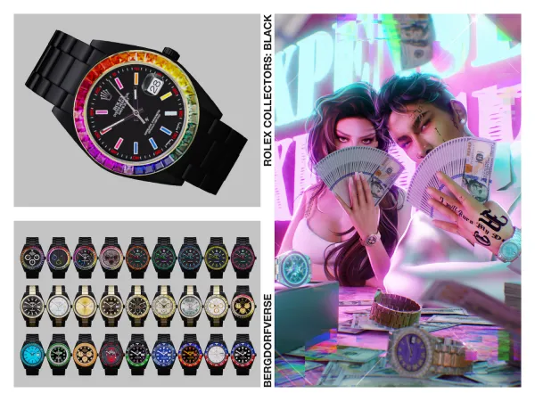Alpha Rolex Collectors Black Edition Watch - The Sims 4 Custom Content
