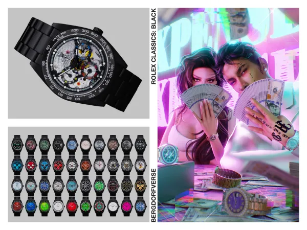 Alpha Rolex Classics Black Edition Watch - The Sims 4 Custom Content
