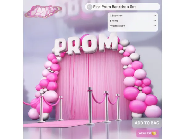 Alpha Pink Prom Backdrop Set by CeceSims Xo - The Sims 4 Custom Content