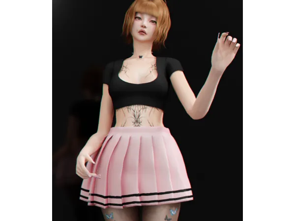 Alpha SEPHORET TOP AND HEARTED SKIRT by Whimp 1337 - The Sims 4 Custom Content