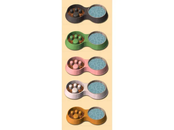 Double Pet Bowl with Water for - The Sims 2 Custom Content