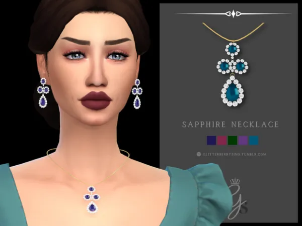 Mix Sapphire Necklace by Glitterberry Sims - The Sims 4 Custom Content