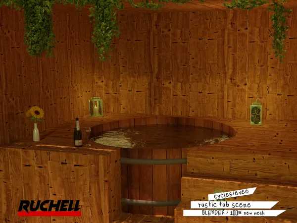 Alpha RUSTIC TUB SCENE BLENDER - The Sims 4 Custom Content