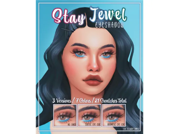 Maxis Match Stay Jewel Eyeshadow a colorful take on a smoky eye by TheBlondeSimmer - The Sims 4 Custom Content