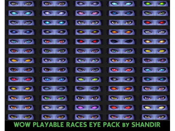 Mix WoW Playable Races Eye Pack - The Sims 4 Custom Content