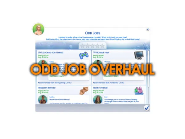 Maxis Match Odd Job Overhaul V1 (xosdr) by Serra - The Sims 4 Custom Content