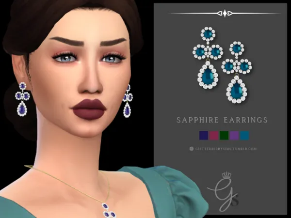 Mix Sapphire Earrings by Glitterberry Sims - The Sims 4 Custom Content
