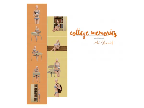 Mix College Memories Acc and Posepack - The Sims 4 Custom Content