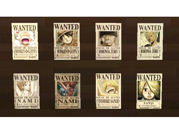 Maxis Match Straw Hat Pirates Wanted posters by sofy_mpr - The Sims 4 Custom Content