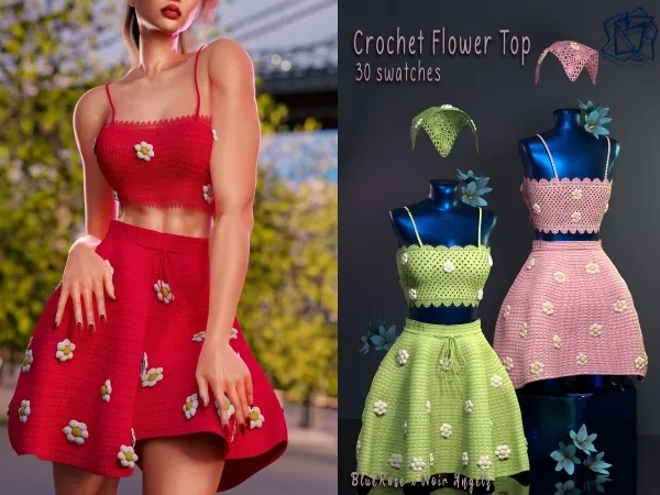 Alpha Crochet Flower Top BRsims - The Sims 4 Custom Content