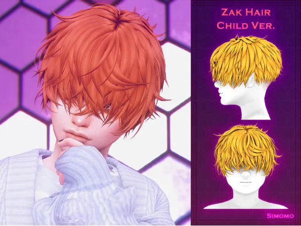 Maxis Match ZAK HAIR [CHILD CONVERSION] by Simomo - The Sims 4 Custom Content