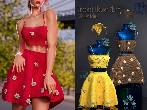 Alpha Crochet Flower Skirt BRsims - The Sims 4 Custom Content