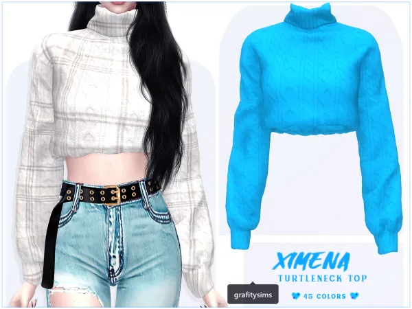Alpha Ximena Knit Turtleneck Top by grafity-cc - The Sims 4 Custom Content