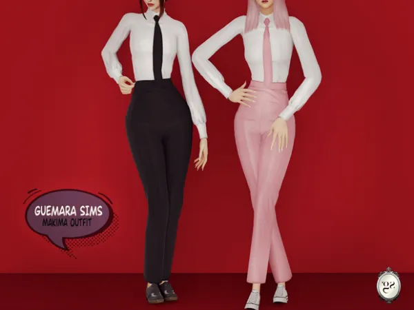 Alpha Makima (Chainsaw man) outfit by Guemara - The Sims 4 Custom Content