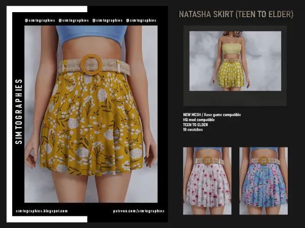 Alpha Natasha Skirt (Teen to Elder) - The Sims 4 Custom Content