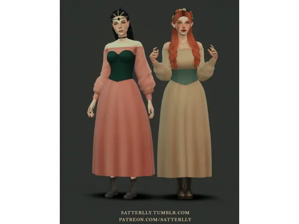 Maxis Match Medieval dress Beatrice by satterlly - The Sims 4 Custom Content