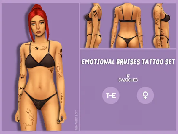 Mix emotional bruises tattoo set by lotuswhim - The Sims 4 Custom Content