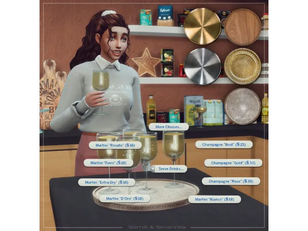 Maxis Match Functional Drinks Tray by Somik and Severinka - The Sims 4 Custom Content