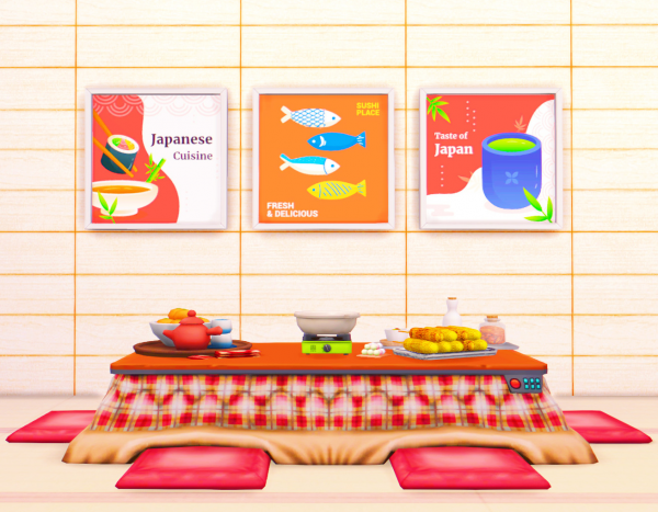 Maxis Match Japanese cuisine paintings by simsfinds - The Sims 4 Custom Content