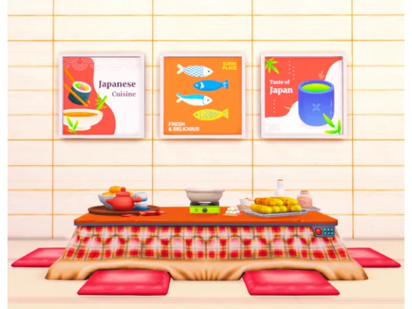 Maxis Match Japanese cuisine paintings by yusims - The Sims 4 Custom Content