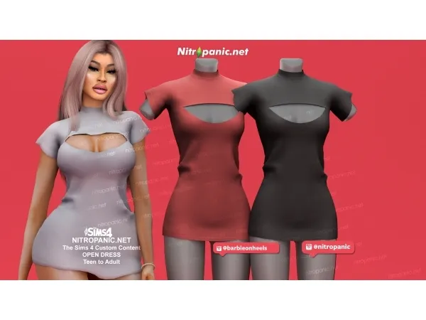 Alpha Open Dress - The Sims 4 Custom Content