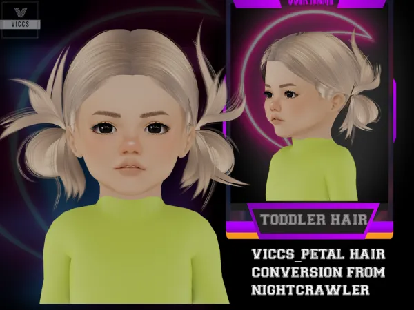 Alpha VICCS_NIGHTCRAWLER PETAL HAIR CONVERTED FOR TODDLERS by viccs - The Sims 4 Custom Content