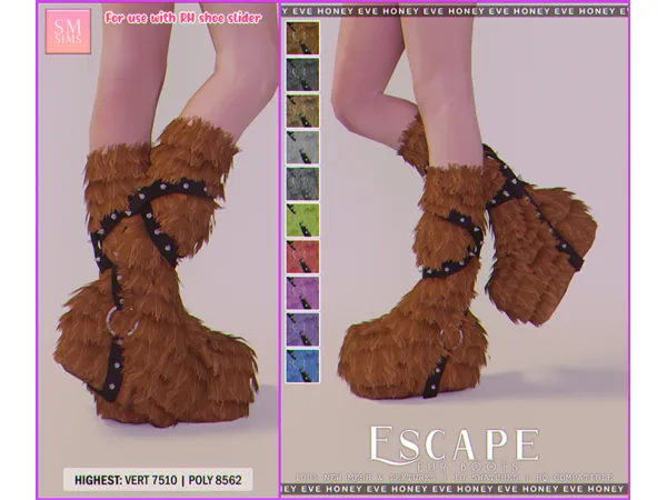 Alpha Escape Fur Boots - The Sims 4 Custom Content
