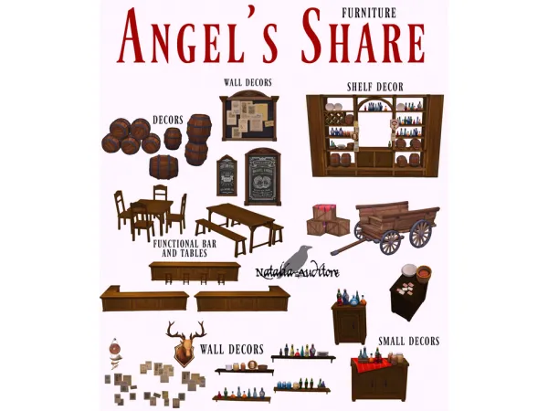 Mix Angel's Share furniture Auditore by Natalia - The Sims 4 Custom Content
