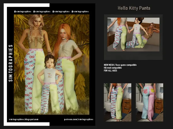 Alpha Hello Kitty Pants - The Sims 4 Custom Content