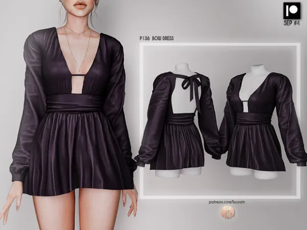 Alpha BOW DRESS P136 (SEP 4) by busratr - The Sims 4 Custom Content