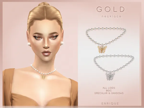 Mix [EnriqueS4] Gold Necklace - The Sims 4 Custom Content