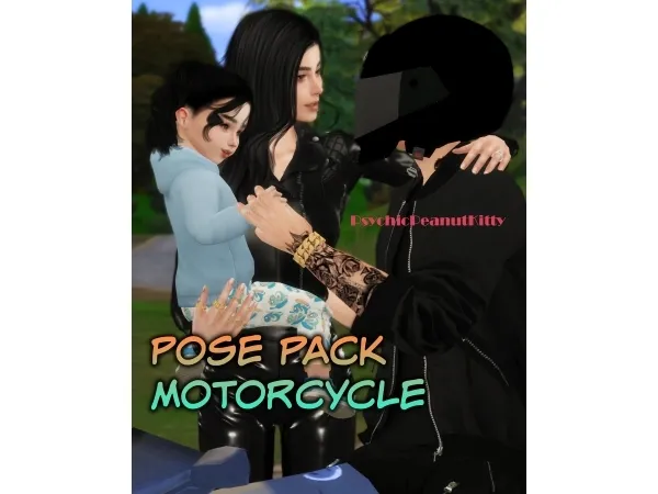 Mix POSES MOTORCYCLE by psychicpeanutkitty - The Sims 4 Custom Content