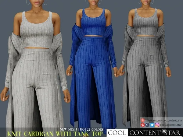 Alpha KNIT CARDIGAN WITH TANK TOP cool_content_star - The Sims 4 Custom Content
