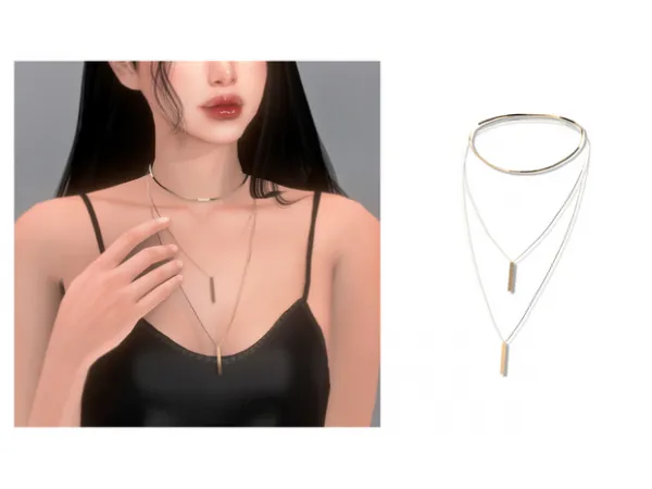 Alpha Layered Chocker Necklace by Chih - The Sims 4 Custom Content