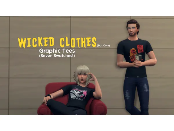 Maxis Match Simified Wicked Clothes Tee by Shooshed - The Sims 4 Custom Content