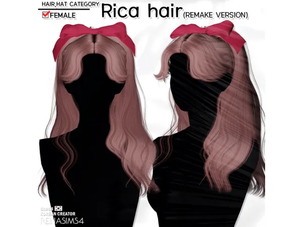 Alpha Rica hair (Remake version) by Reina Sims4 - The Sims 4 Custom Content