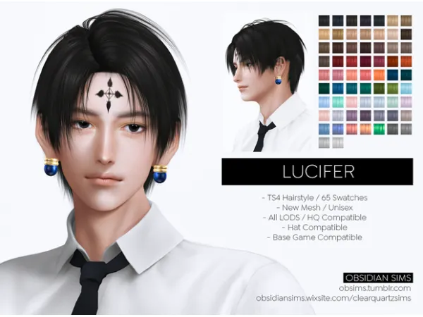 Alpha LUCIFER HAIRSTYLE New mesh by OBSIDIAN SIMS - The Sims 4 Custom Content