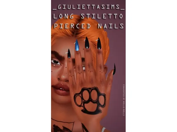 GiuliettaSims Long Stiletto Pierced Nails 4t3 - The Sims 3 Custom Content