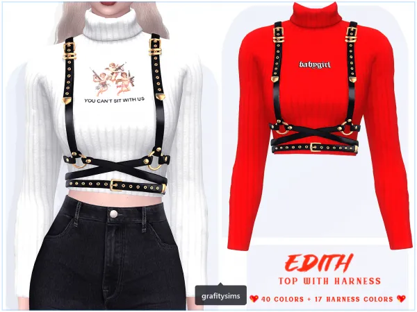 Alpha Edith Top with Harness - The Sims 4 Custom Content