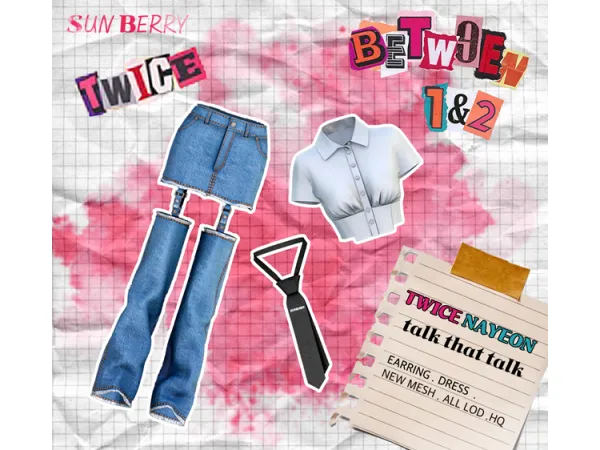 Alpha TWICE talk that talk by SUNBERRY - The Sims 4 Custom Content