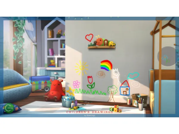 Mix Children's Drawings by simsfinds - The Sims 4 Custom Content