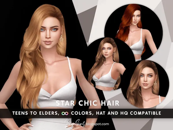 Alpha Starchic Hair by simsfinds - The Sims 4 Custom Content