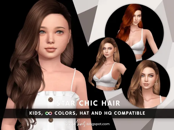 Alpha Starchic Hair Kids by sonyasims - The Sims 4 Custom Content