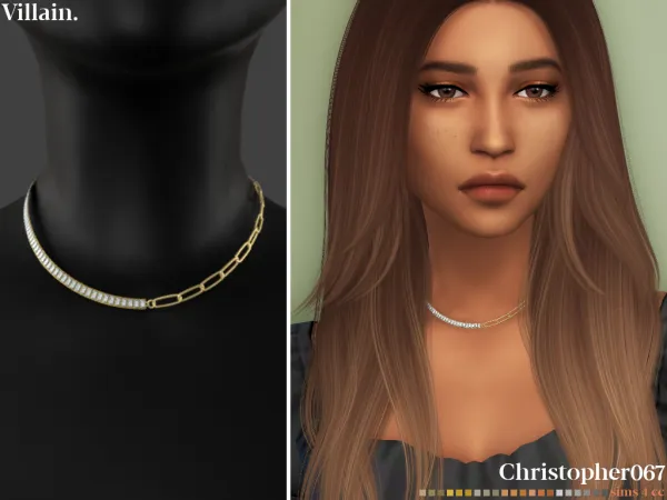 Alpha V I L L A I N necklace earrings by simsfinds - The Sims 4 Custom Content