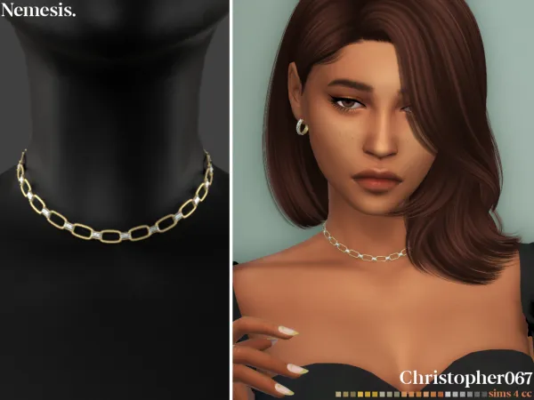Alpha N E M E S I S necklace earrings by simsfinds - The Sims 4 Custom Content